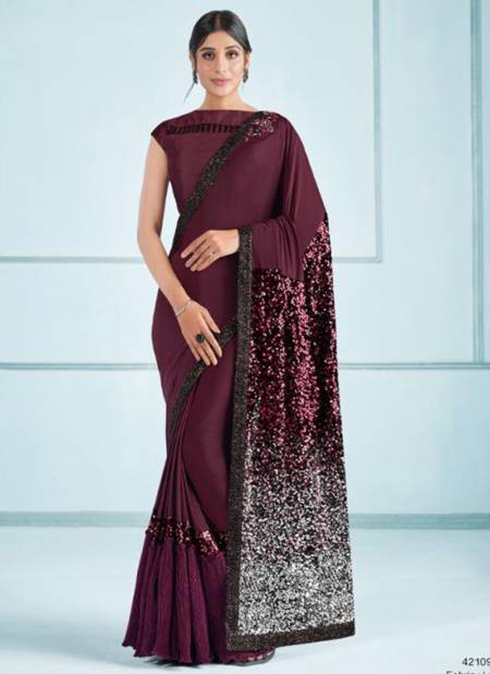 Purple Colour NORITA 42100 ELURA Mahotsav New Designer Party Wear Lycra Saree Collection 42109